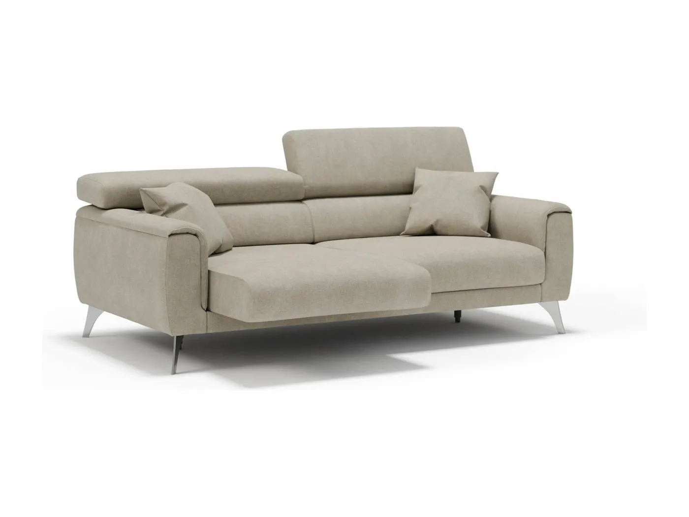 Caravaggio Sofa mit verschiebbaren Sitzen aus wasserfestem, weichem Stoff T02 169 cm Creme