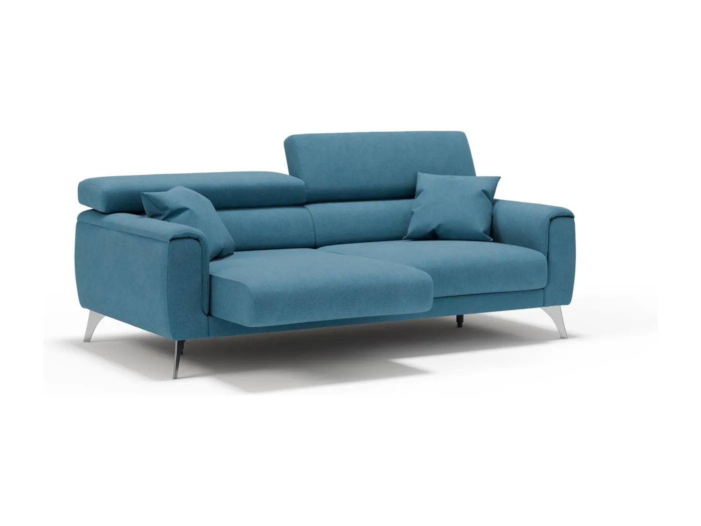Caravaggio Sofa mit verschiebbaren Sitzen aus wasserfestem, weichem Stoff T02 169 cm Hellblau