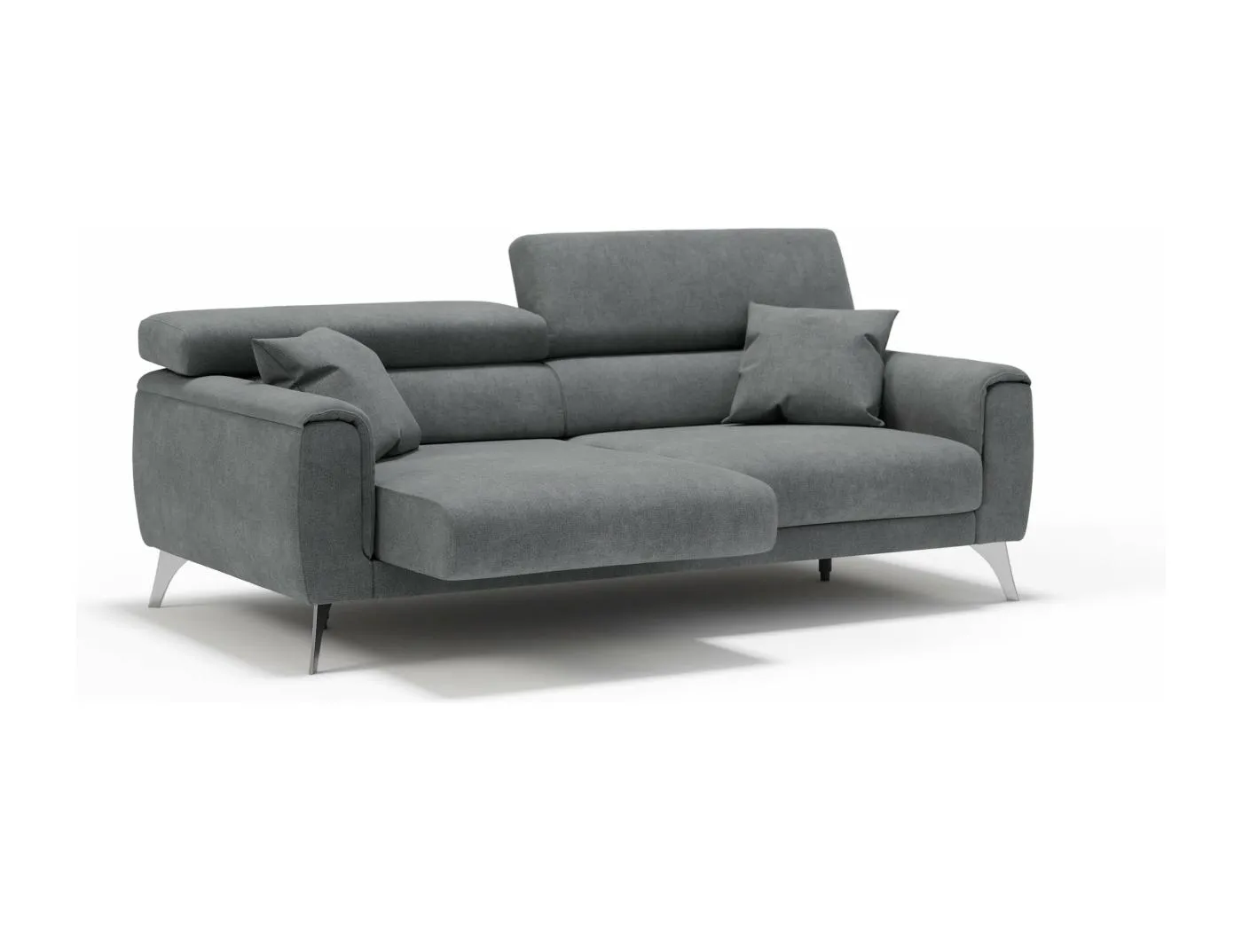 Caravaggio Sofa mit verschiebbaren Sitzen aus wasserfestem, weichem Stoff T02 169 cm Grau