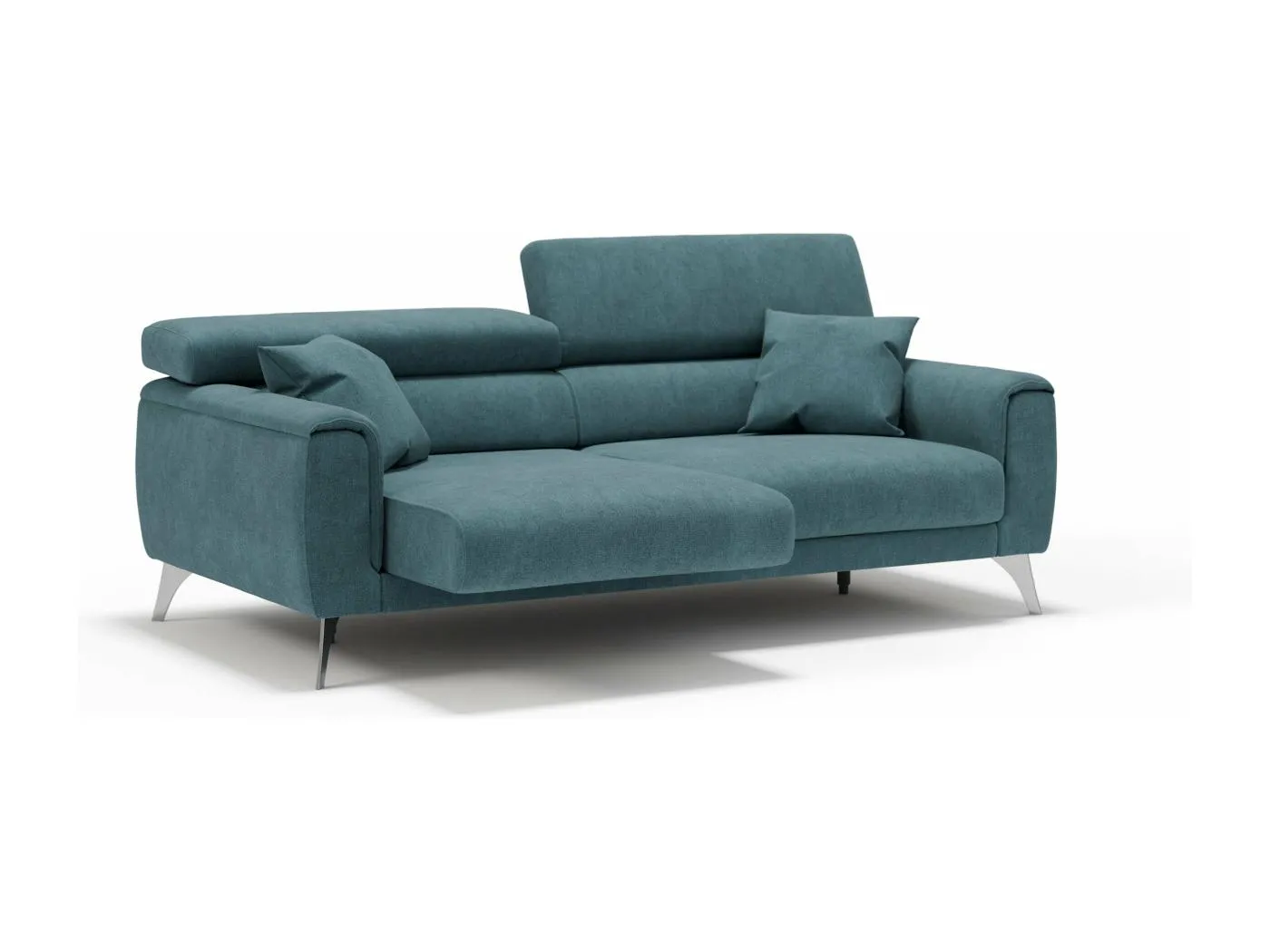 Caravaggio Sofa mit verschiebbaren Sitzen aus wasserfestem, weichem Stoff T02 169 cm Petrol