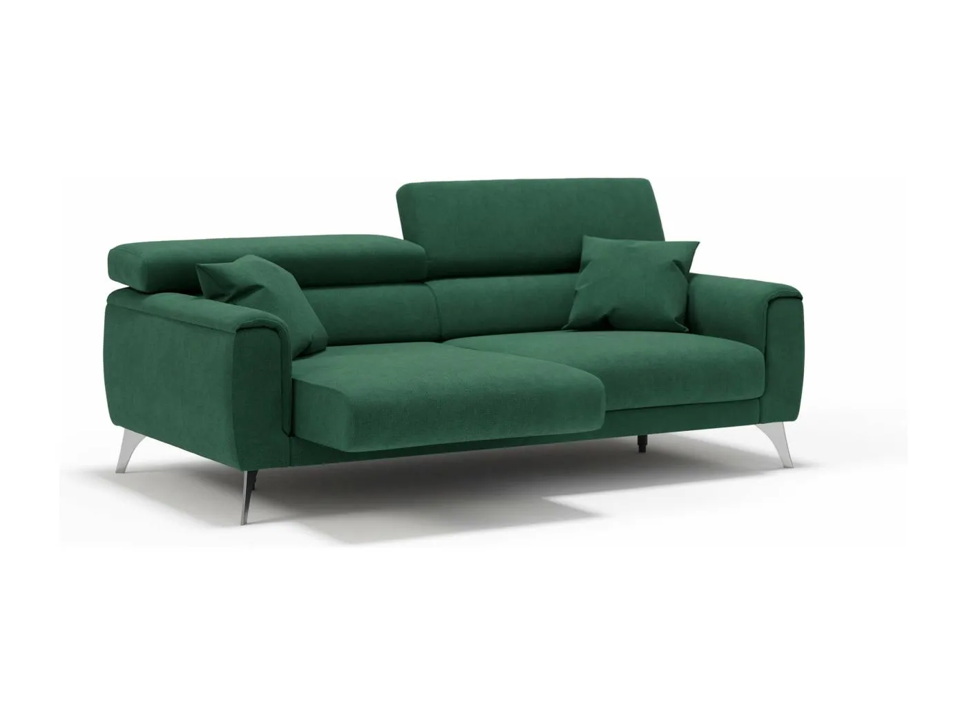 Caravaggio Sofa mit verschiebbaren Sitzen aus wasserfestem, weichem Stoff T02 169 cm Grun