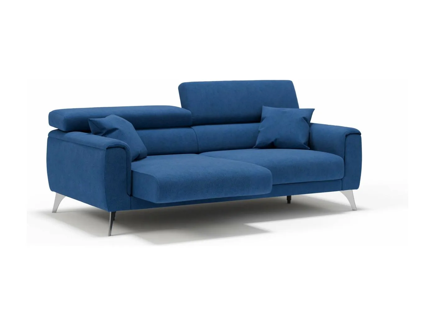 Caravaggio Sofa mit verschiebbaren Sitzen aus wasserfestem, weichem Stoff T02 199 cm Blau