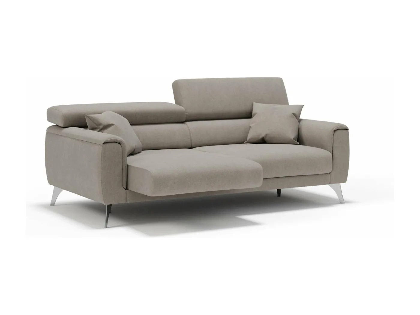Caravaggio Sofa mit verschiebbaren Sitzen aus wasserfestem, weichem Stoff T02 169 cm Beige