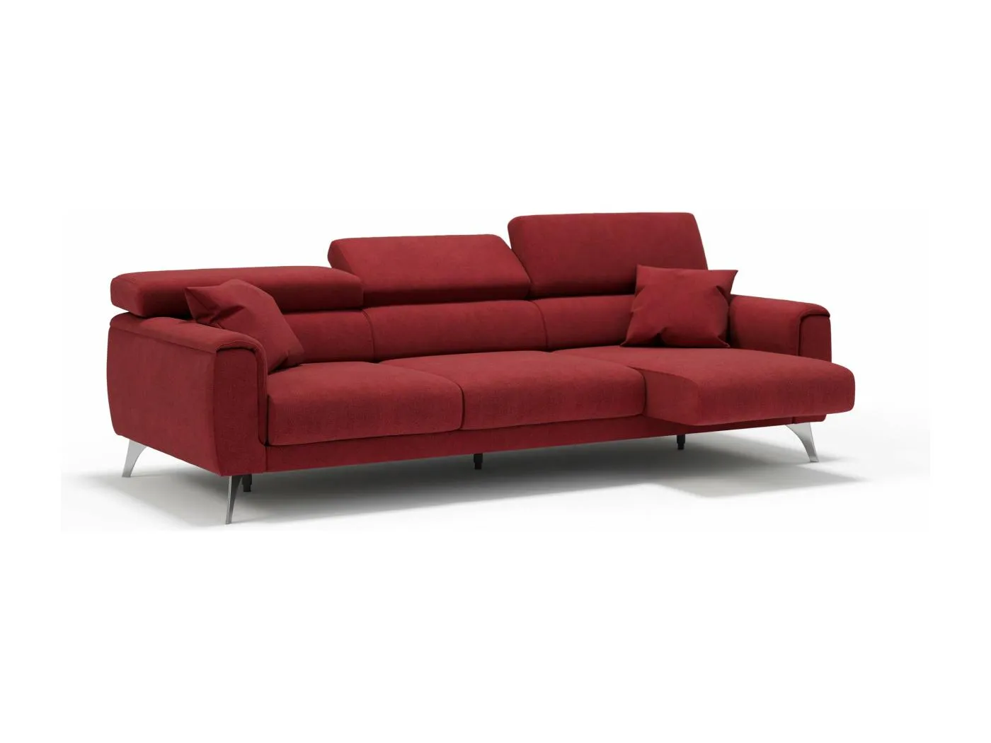 Caravaggio Sofa mit 3 unabhängigen ausziehbaren Sitzen und verstellbaren Kopfstützen aus wasserfestem Stoff T02 244 cm Rot