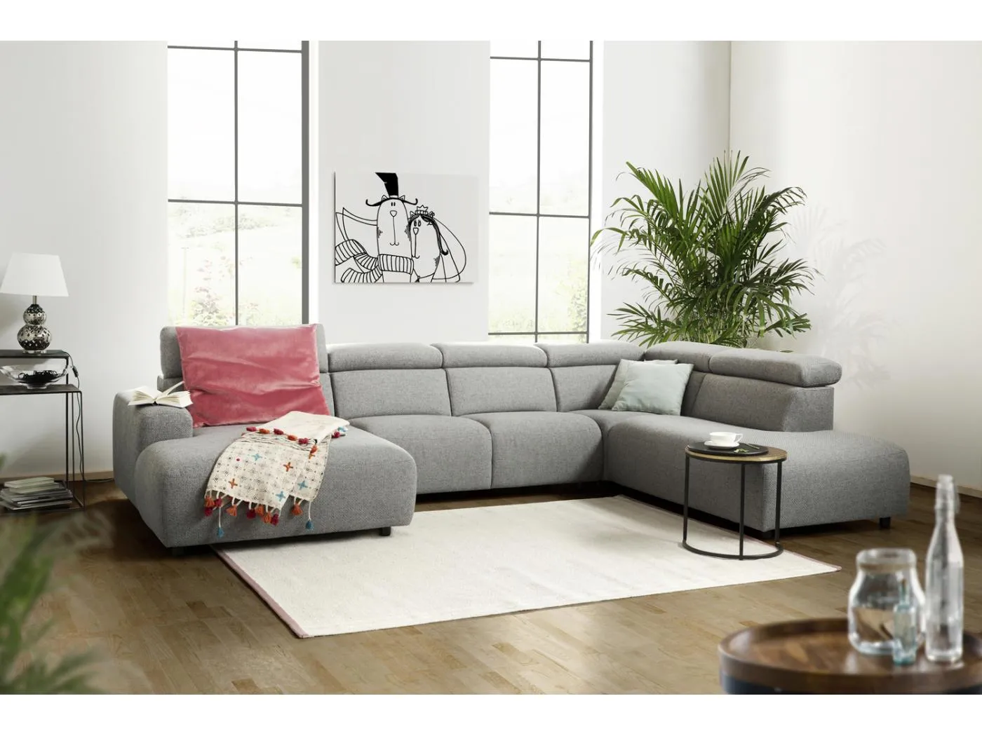 Wohnlandschaft - Grau Webstoff - RISO