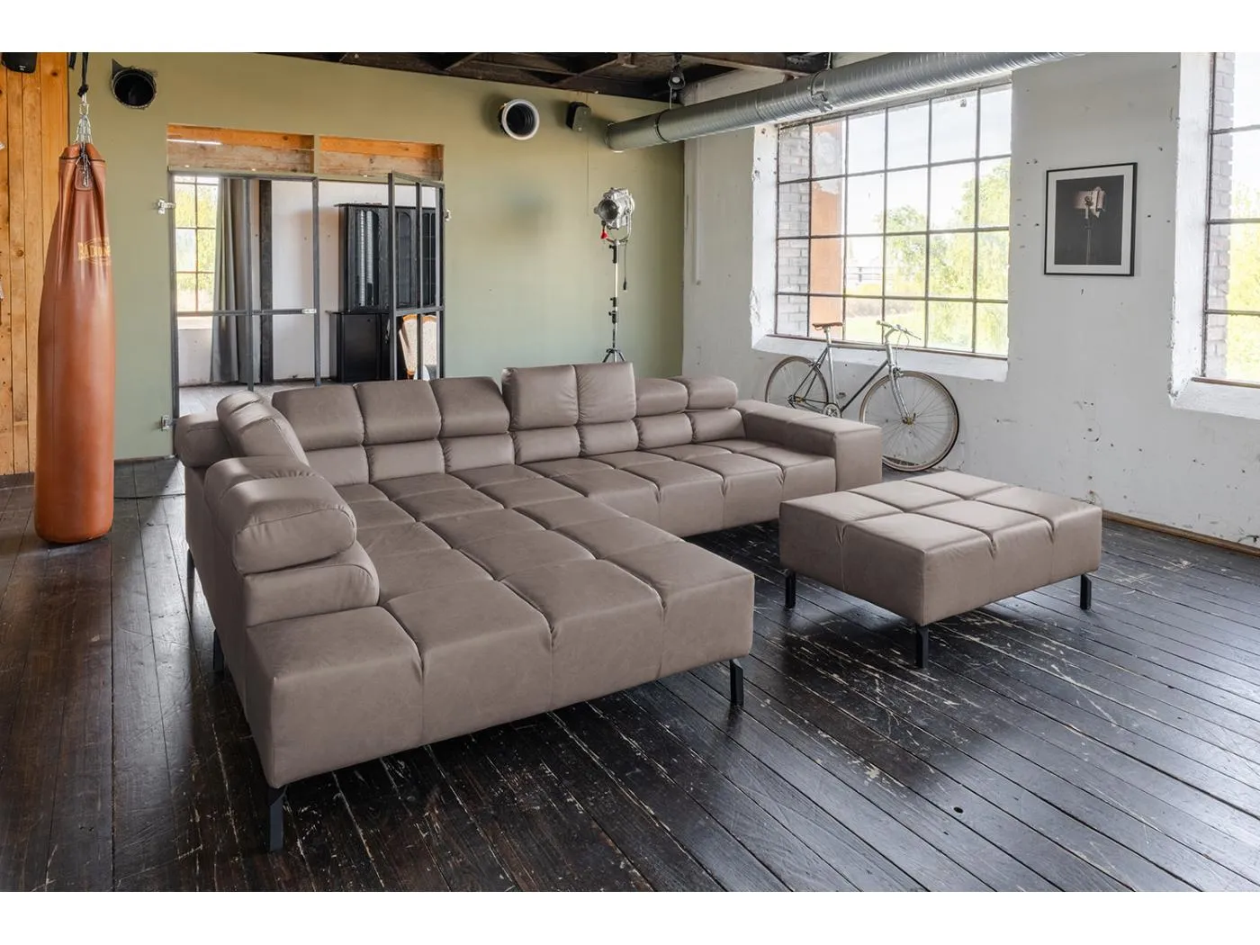 Ecksofa - Dunkelbraun Leder - NELSON