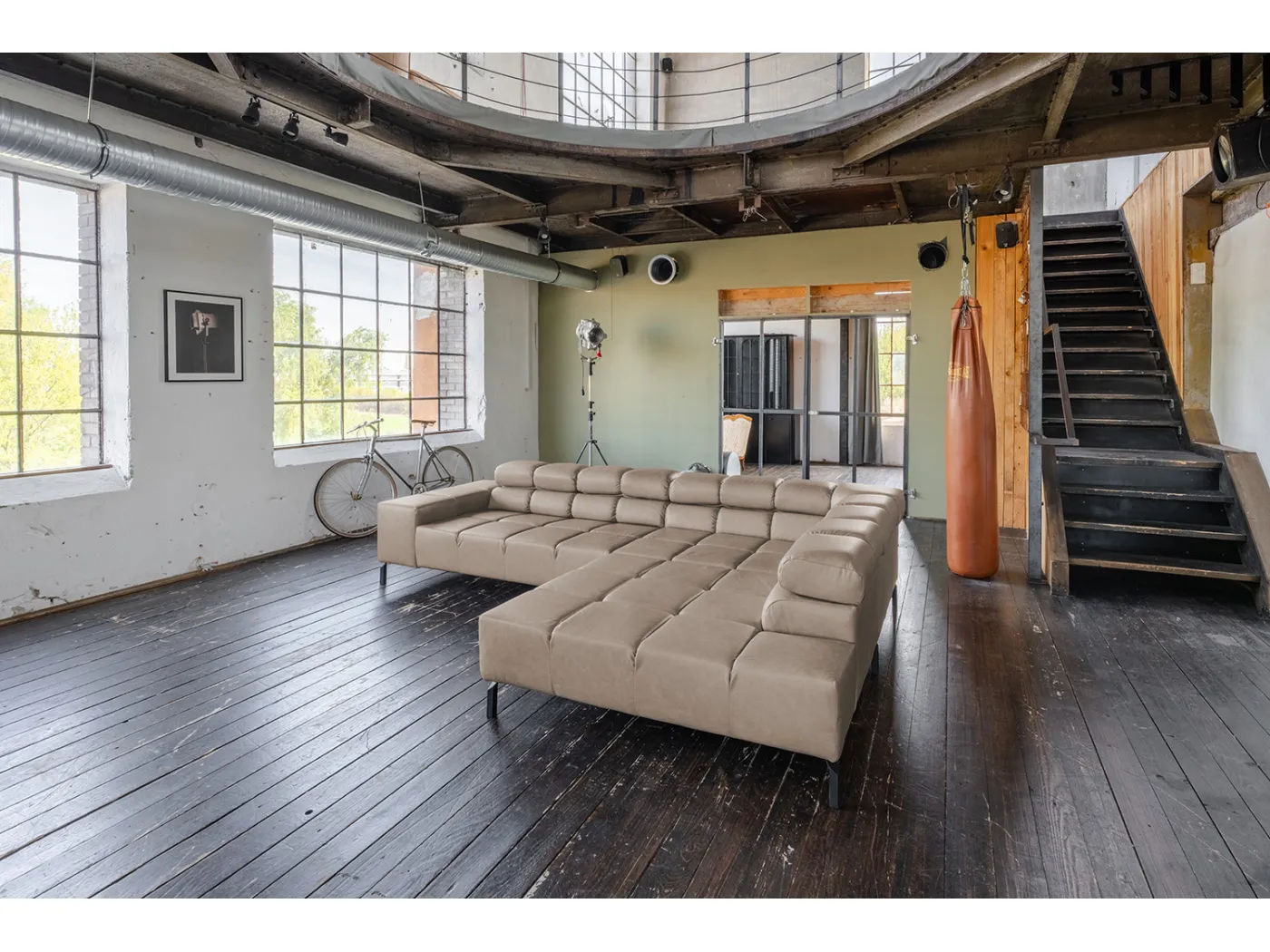 Ecksofa - Grau Leder - NELSON