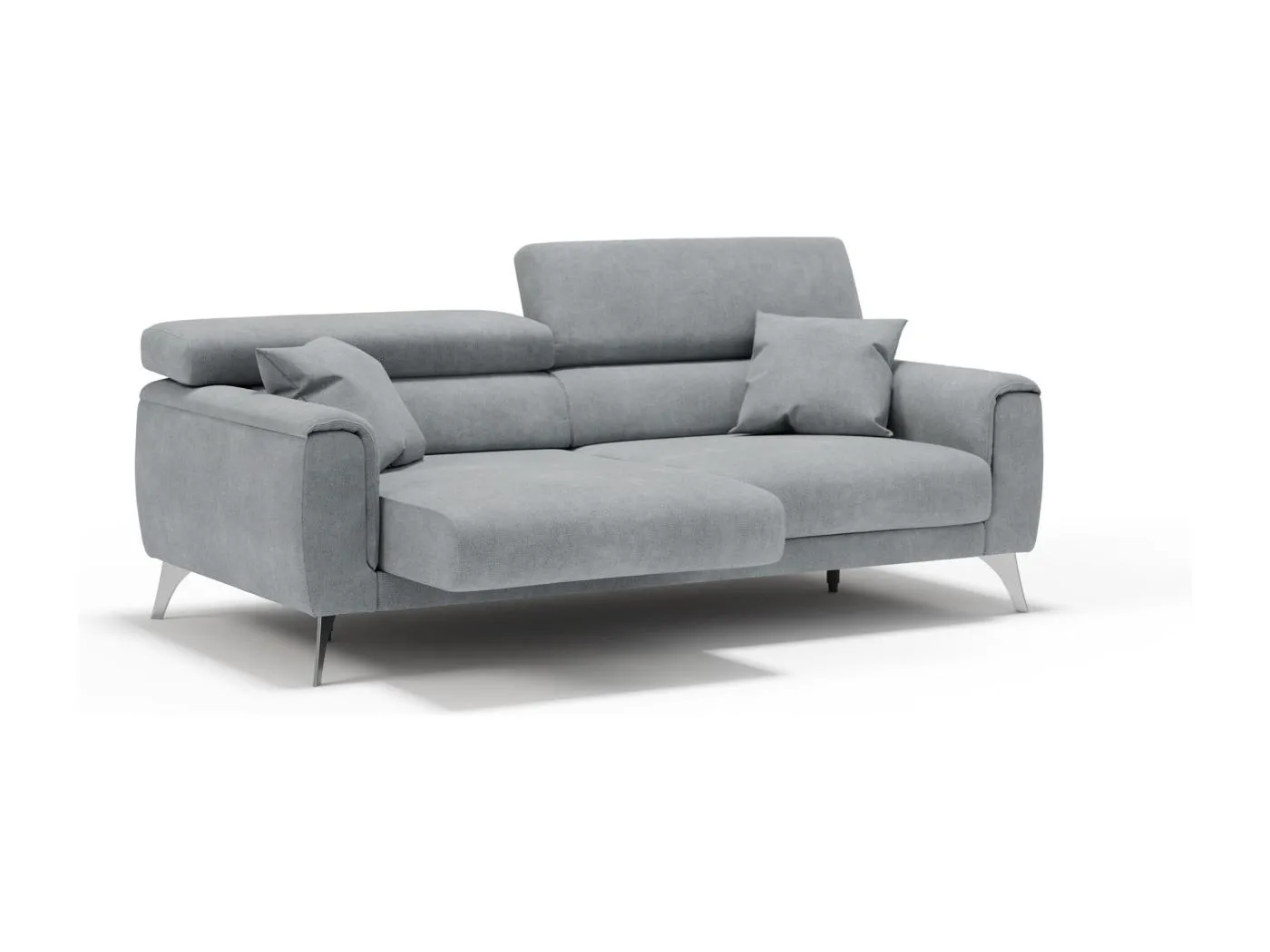 Caravaggio Sofa mit verschiebbaren Sitzen aus wasserfestem, weichem Stoff T02 199 cm Hellgrau