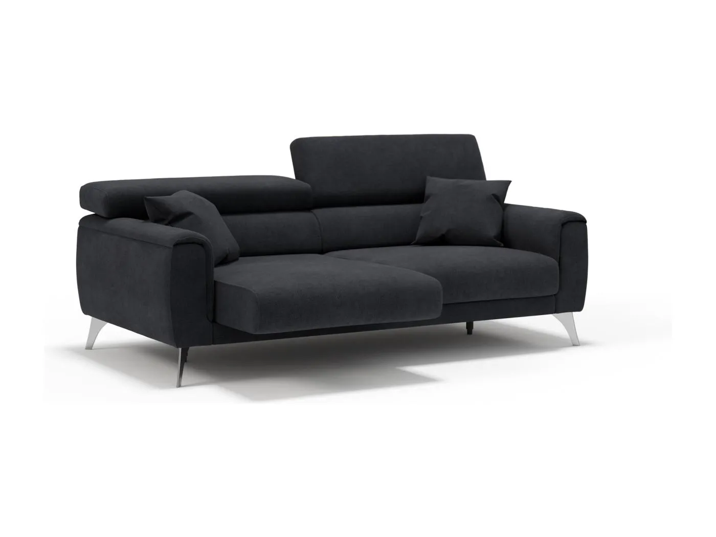 Caravaggio Sofa mit verschiebbaren Sitzen aus wasserfestem, weichem Stoff T02 199 cm Schwarz