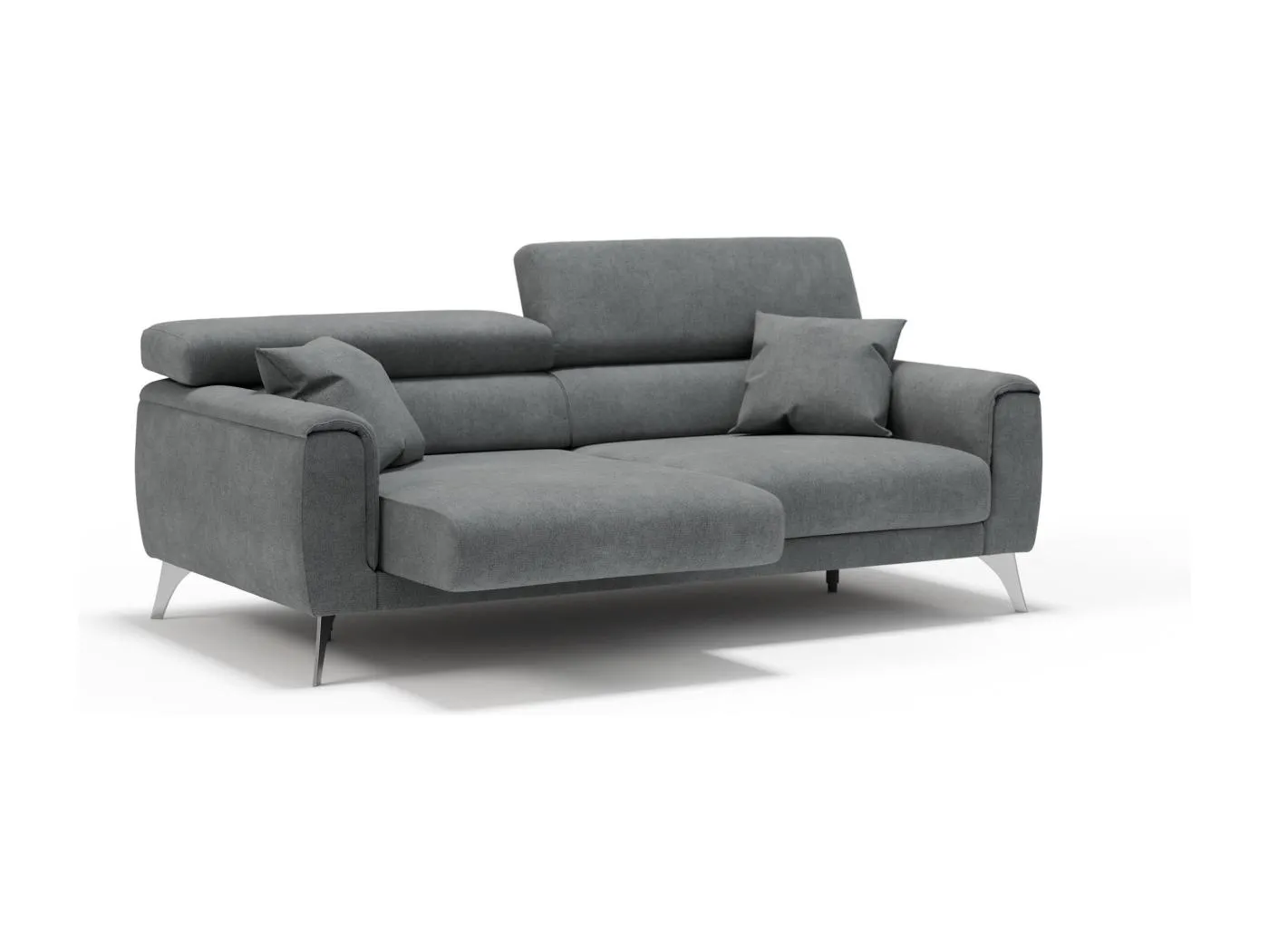 Caravaggio Sofa mit verschiebbaren Sitzen aus wasserfestem, weichem Stoff T02 199 cm Grau