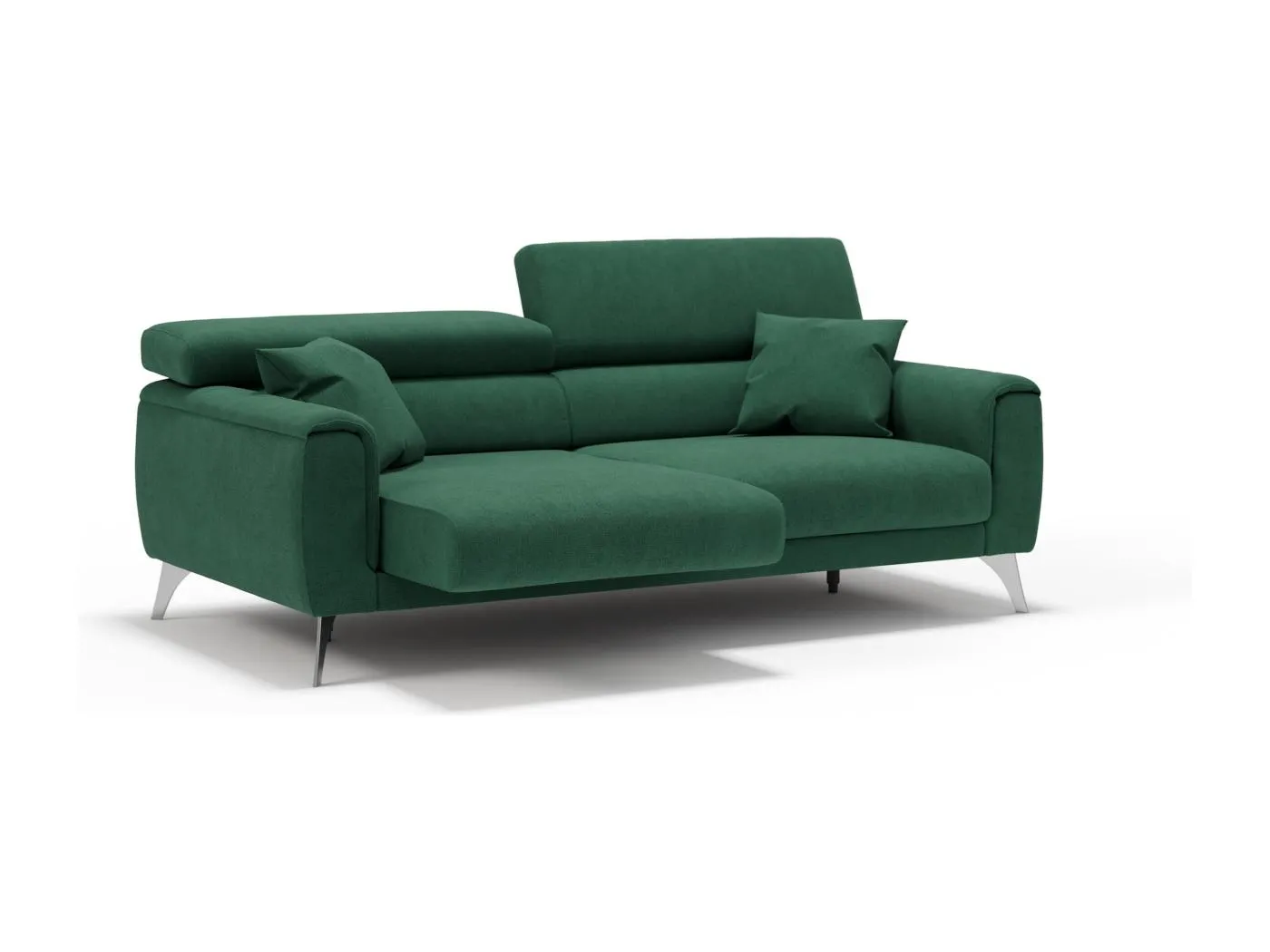 Caravaggio Sofa mit verschiebbaren Sitzen aus wasserfestem, weichem Stoff T02 199 cm Grun