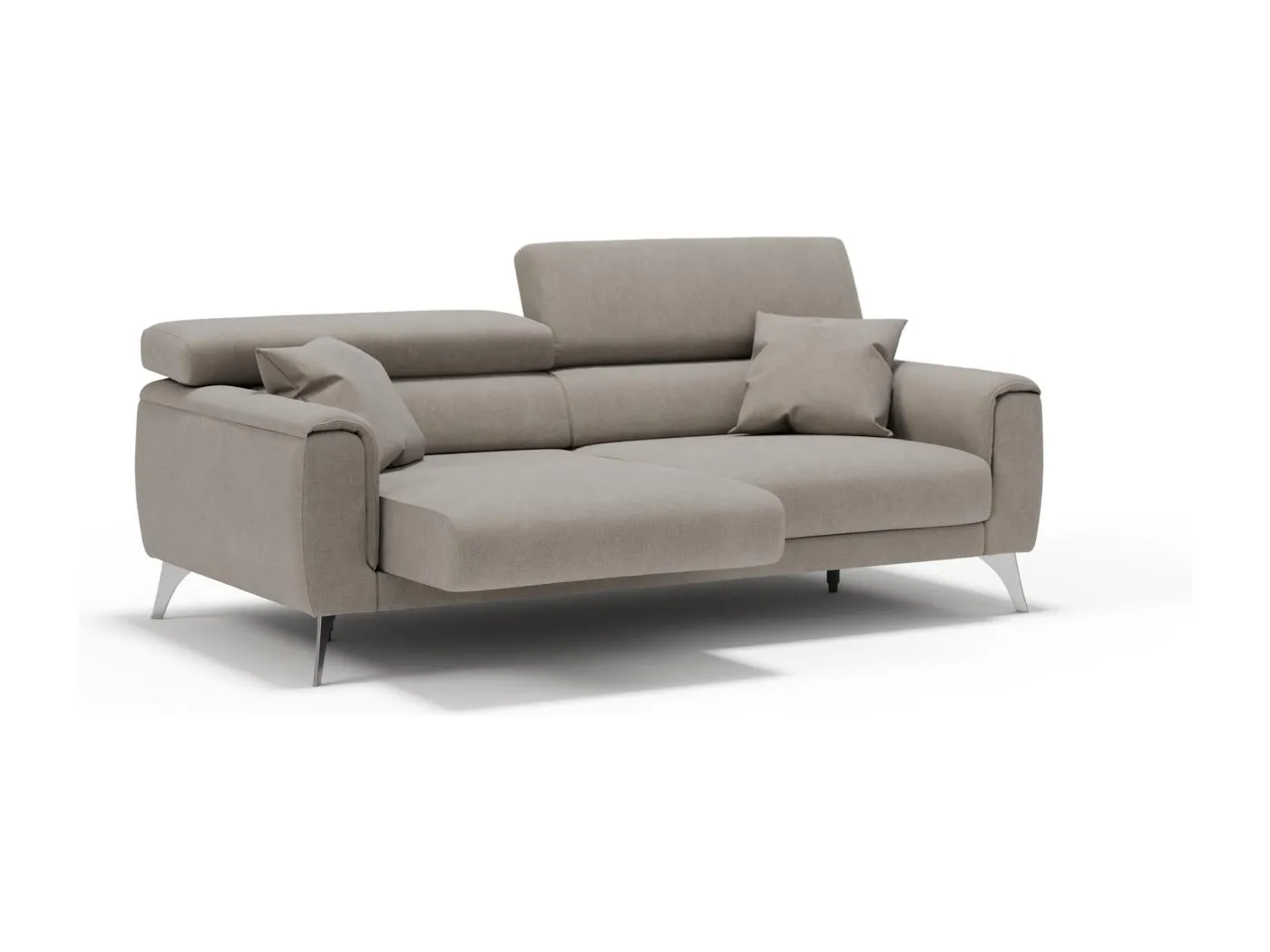 Caravaggio Sofa mit verschiebbaren Sitzen aus wasserfestem, weichem Stoff T02 199 cm Beige