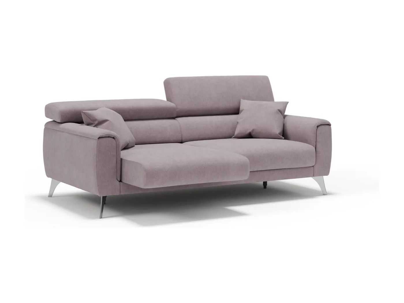 Caravaggio Sofa mit verschiebbaren Sitzen aus wasserfestem, weichem Stoff T02 169 cm Rosa