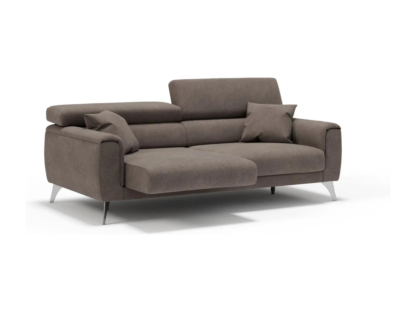 Caravaggio Sofa mit verschiebbaren Sitzen aus wasserfestem, weichem Stoff T02 199 cm Braun