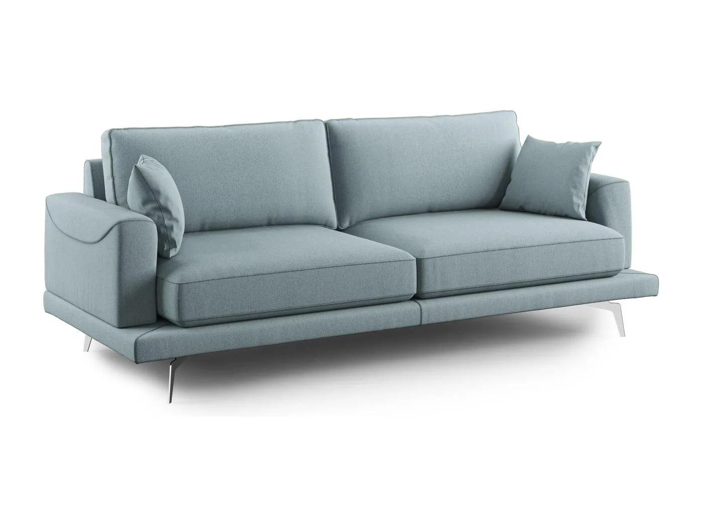 Dorian modernes Sofa aus weichem, schmutzabweisendem Stoff T05 198 cm baby blau