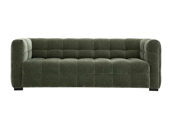 Designersofa 3-Sitzer in Samtoptik Stoff khakigrün CORTO