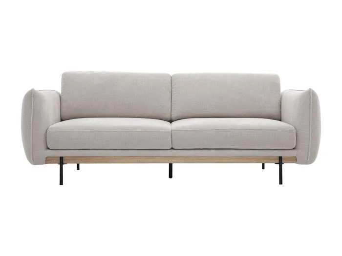 Designersofa TODD mit 3 Plätzen in beige Chenille-Stoff und schwarzem Metall