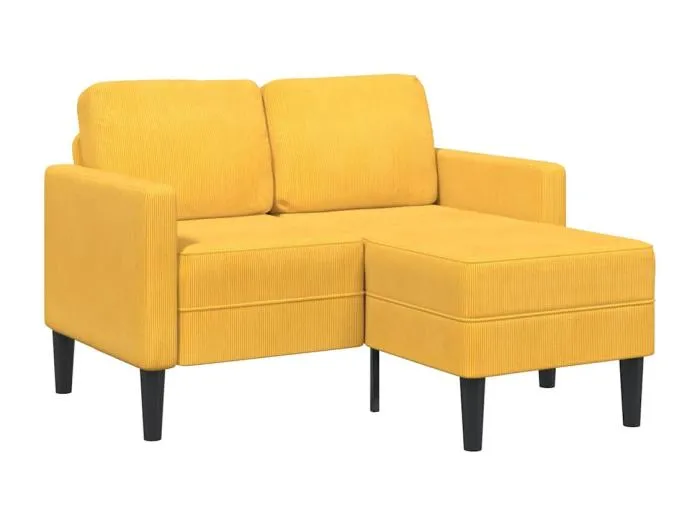 2-Sitzer-Sofa mit Chaiselongue L-Form Hellgelb 125 cm Leinen