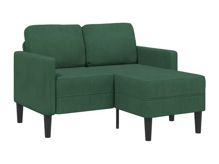 2er-Sofa mit Chaiselongue L-Form Dunkelgrün 125 cm Leinen