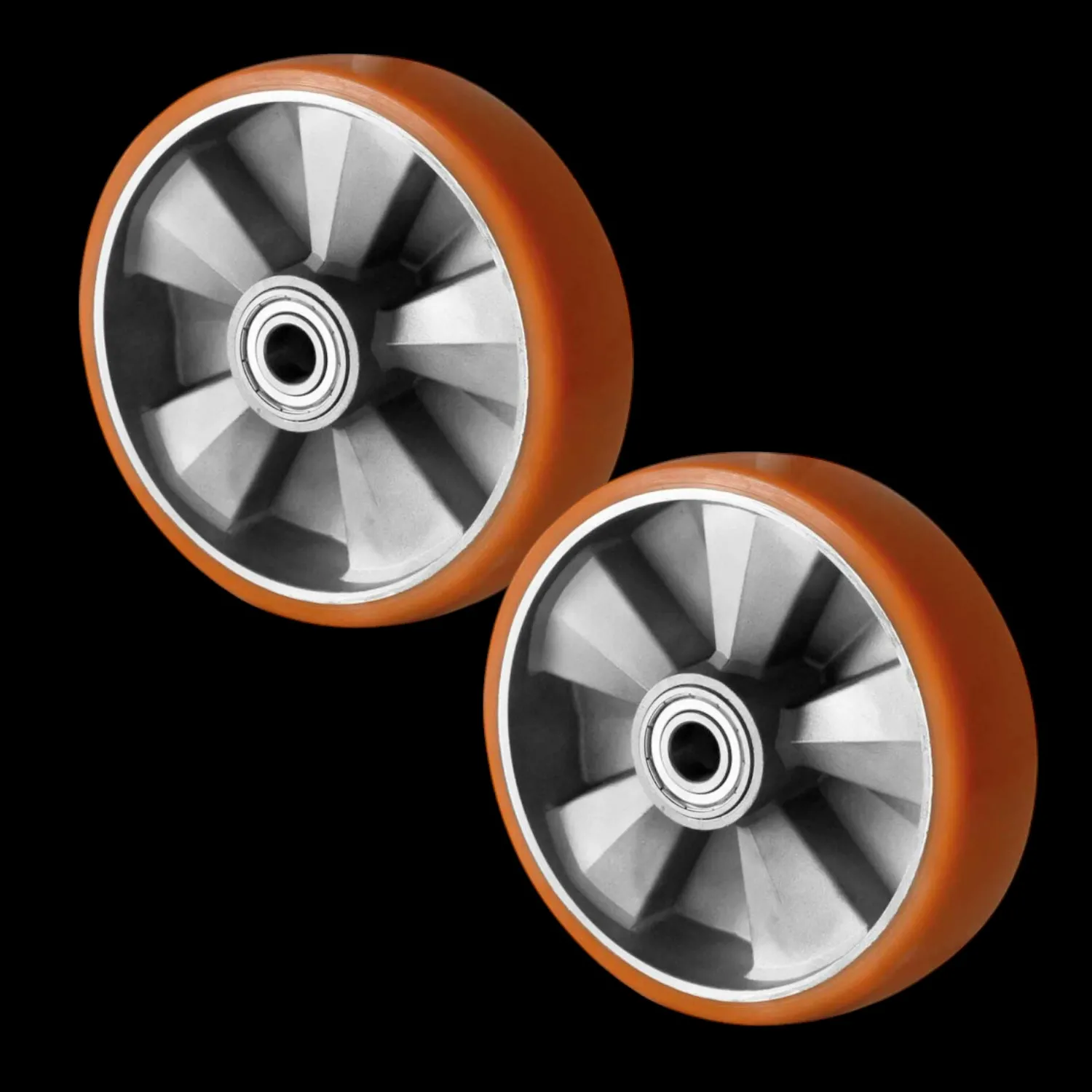 Cascoo Rad Rolle 200 Mm Doppelkugellager Aluminium Polyurethan Braun 2 Stück B-Ware