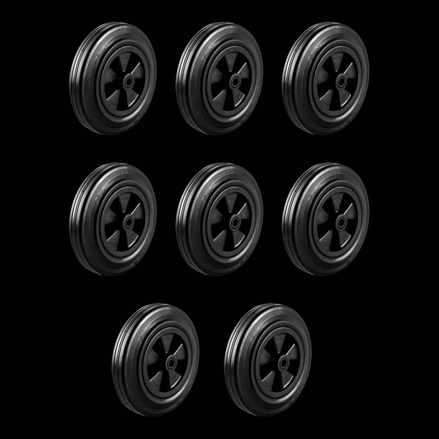 Cascoo Rad Rolle ø 200 Mm Gleitlager Polypropylen Vollgummi 8 Stück B-Ware