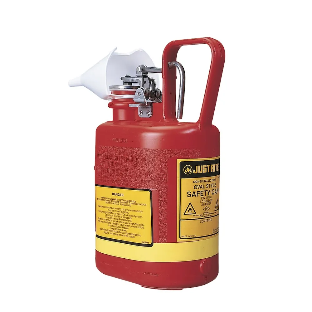 Justrite Poly-Sicherheitsdosen Typ I mit Auslösegriff | HxBxT 19,4x12x32cm | 4 Liter | Hart-Polyethylen | Rot