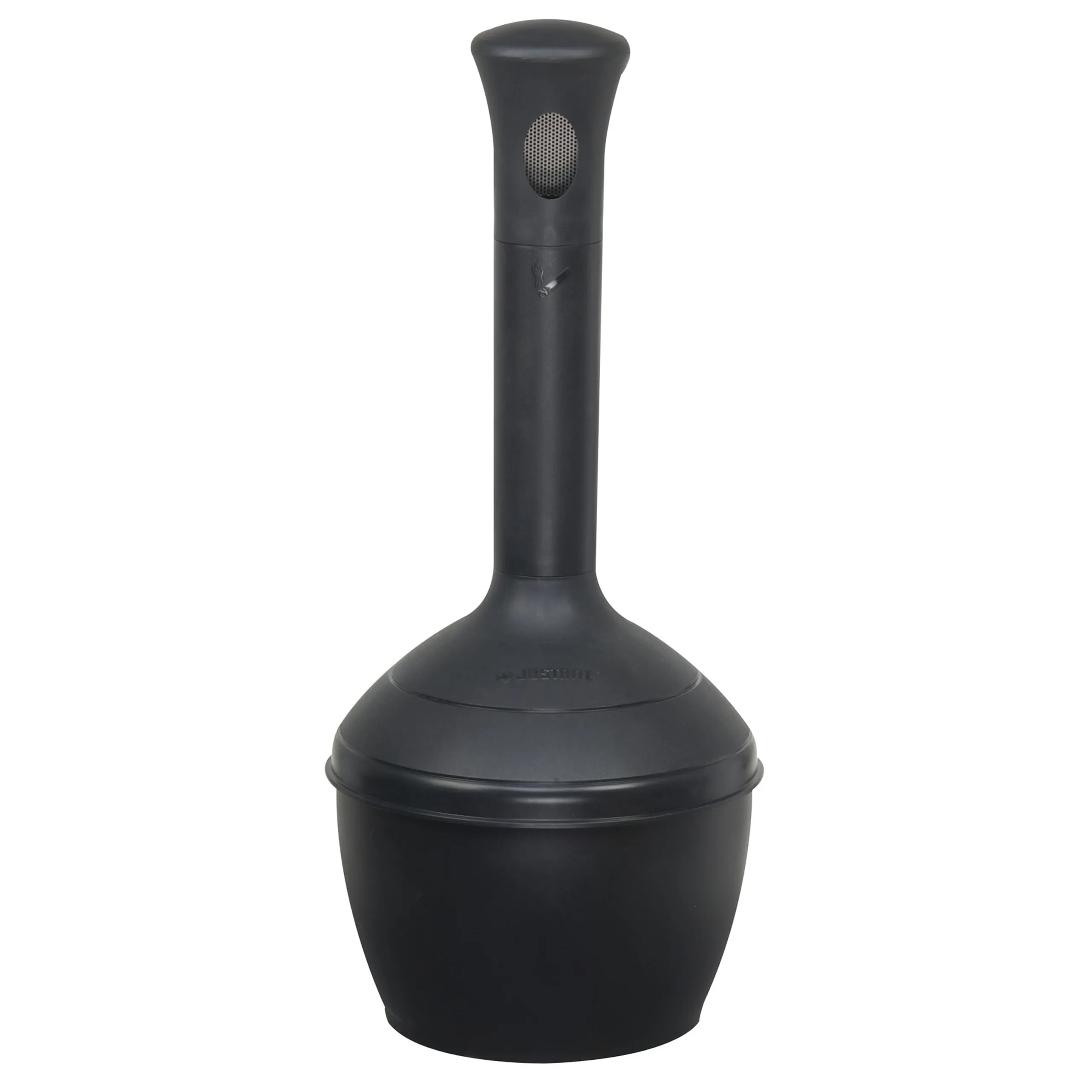 Justrite Sicherheits-Standascher aus Kunststoff Elite Smoker Cease Fire® | 15 Liter Innenbehälter, selbstlöschend | HxB 97x31cm | Schwarz