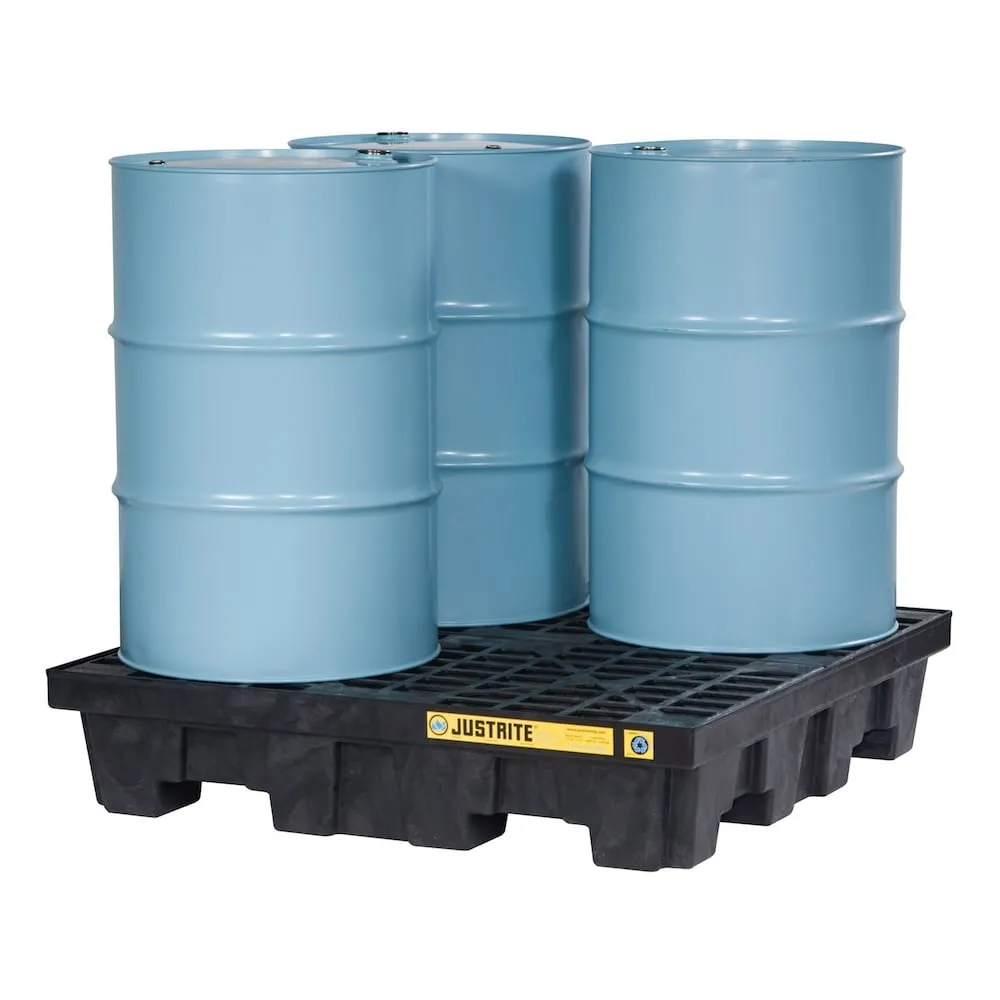 Justrite Auffangwanne Auffangpalette ohne Abfluss | BxL 124,5x124,5cm | 276 Liter | Schwarz