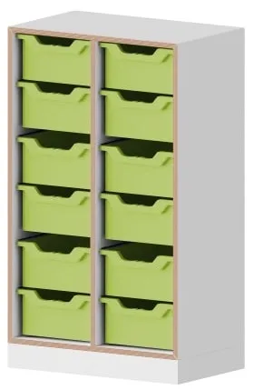 Conen Regal zweireihig mit 3 Ordnerhöhen und 12 oder 24 ErgoTray Boxen - qickly® Serie