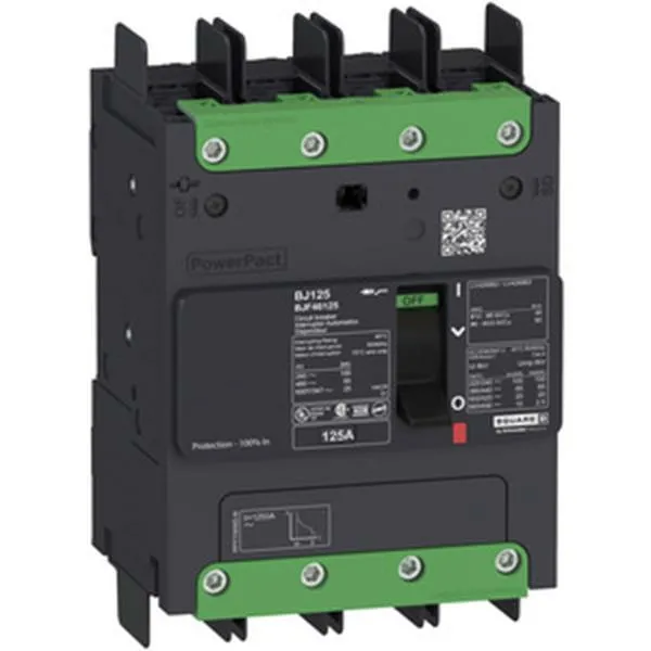 Schneider Electric Leistungsschalter Powerpact B 125 A Tm125 D 4 P 35k A/480 V Sammel B-Ware