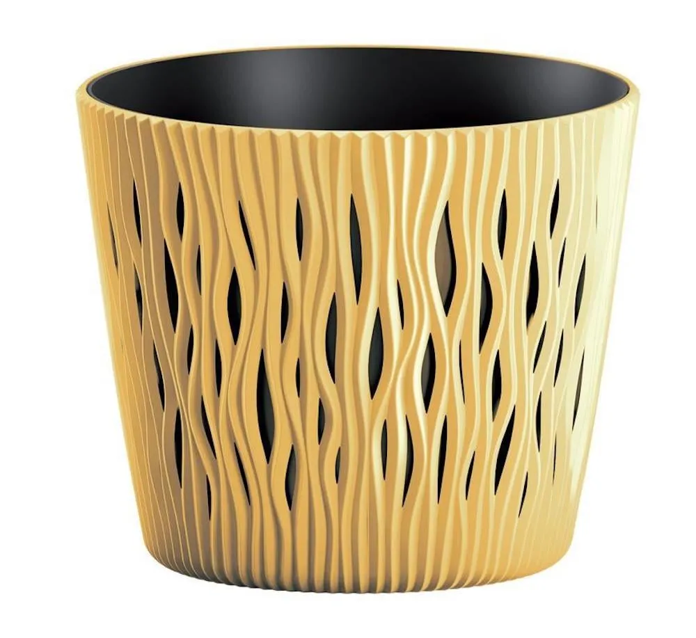 PROREGAL Blumentopf Sand Runde 190, 158x138mm, Senf