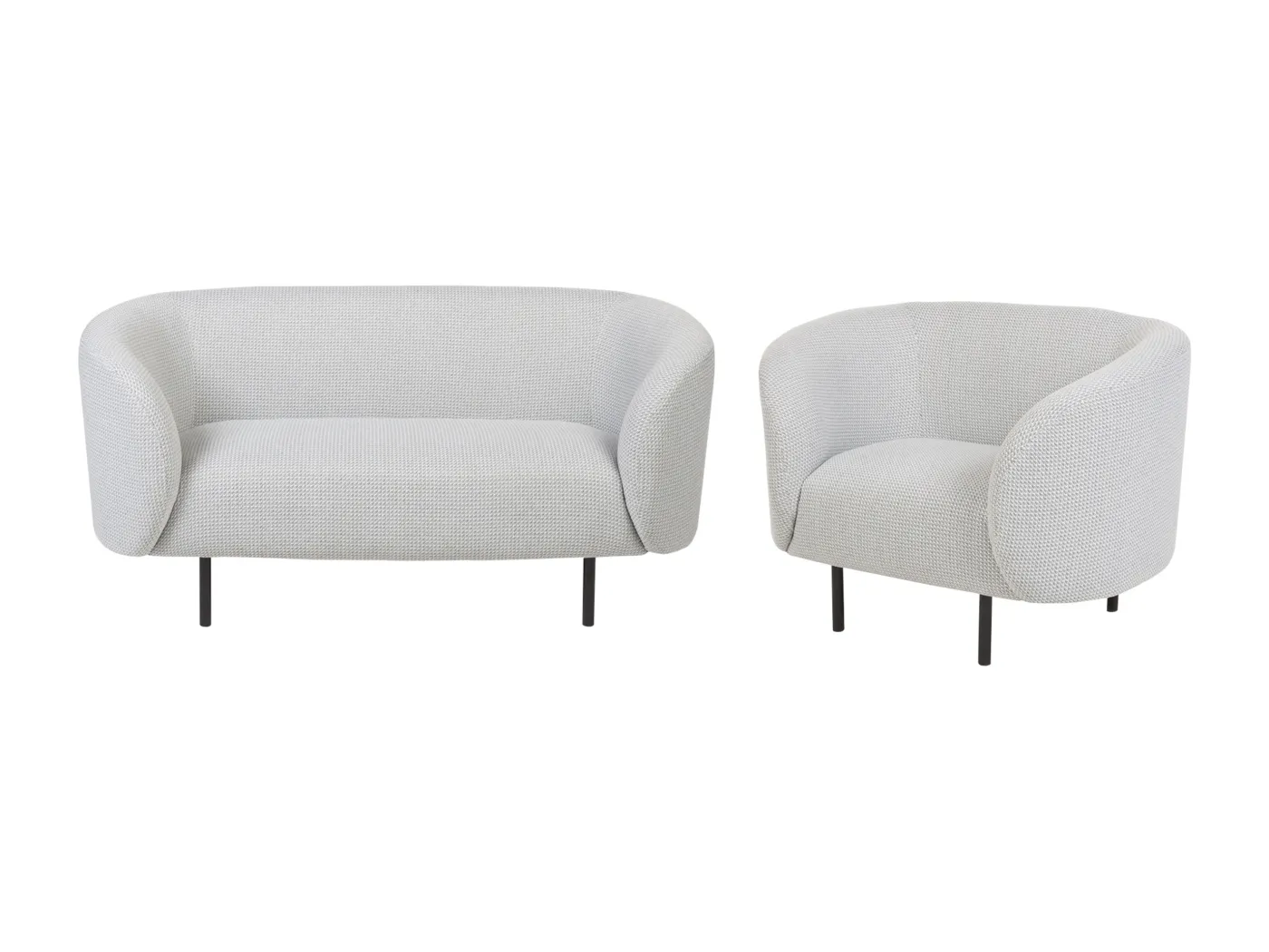 Sofa Set Sitzgruppe im Art-Déco-Stil Stoff 3-Sitzer weiß / schwarz Loen