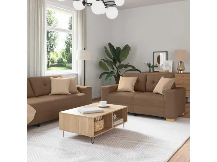 Sofa Set mit Kissen 2 pcs Braun 221 x 78 x 80 cm Stoff