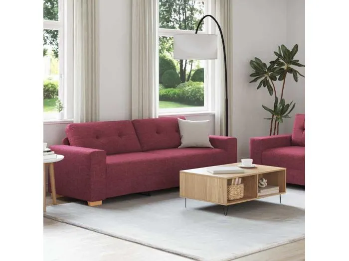 Sofa Set mit Kissen 2 pcs Weinrot 221 x 78 x 80 cm Stoff