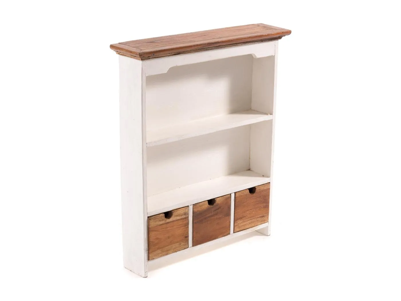 WANDSCHRANK  Jasmina Mahagoni Massivholz, 2 Ablagen, 3 Schubladen naturfarben