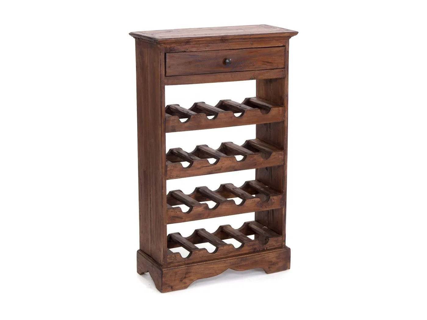 FLASCHENREGAL CORTEZ 85 Recyclingholz massiv, für 16 Flaschen, mit Schublade 02 hellbraun