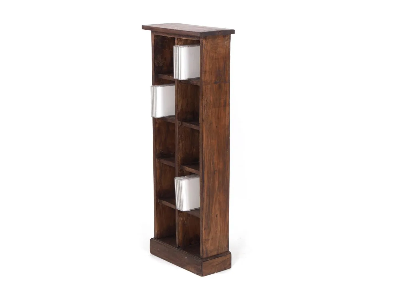 CD & BÜCHERREGAL NATURE Recyclingholz massiv, mit 10 Fächern 03 dunkelbraun