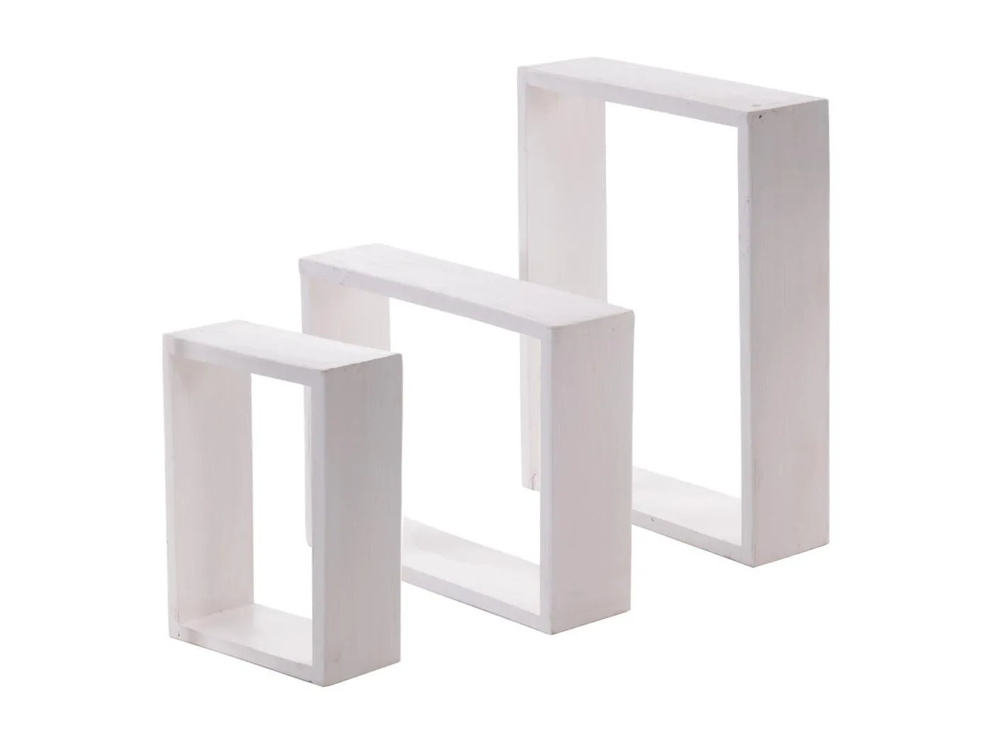 WANDREGAL-SET CUBEN 3-tlg Recyclingholz massiv, 3 Größen 06 weiß-landhaus