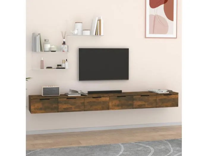 Wandschränke 2 Stk. Räuchereiche 102x30x20 cm Holzwerkstoff