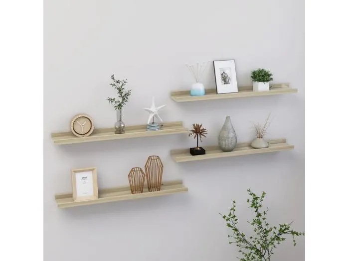 Wandregale 4 Stk. Sonoma-Eiche 60x9x3 cm