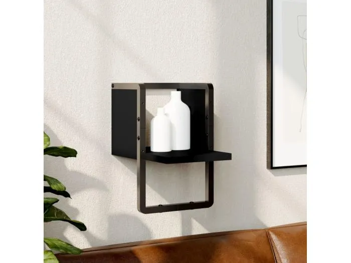 Wandregal mit Stange Schwarz 20x25x30 cm