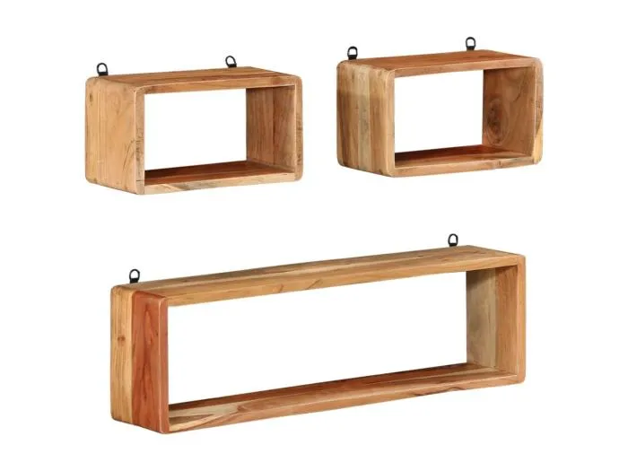 3-tlg. Würfelregal-Set Massivholz Akazie