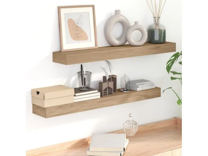 Wandregale 2 Stk. 90x15x4 cm Massivholz Teak