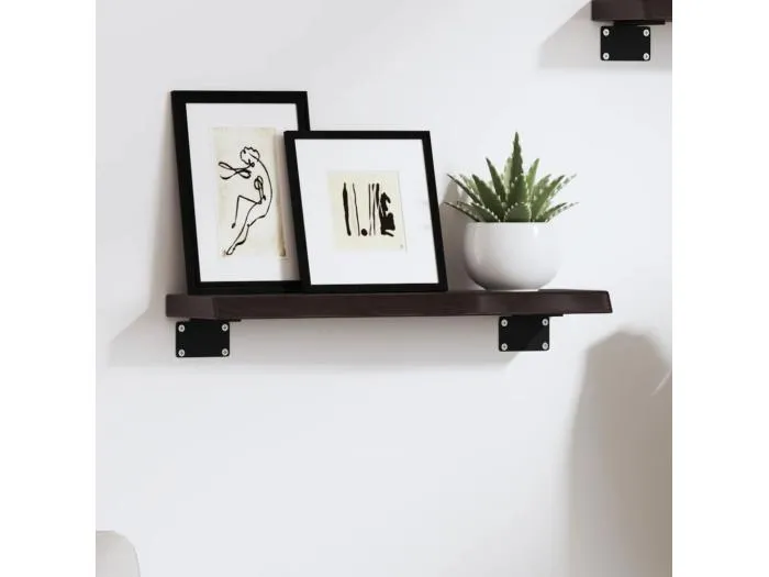 Wandregal Dunkelbraun 40x10x2 cm Massivholz Eiche Behandelt