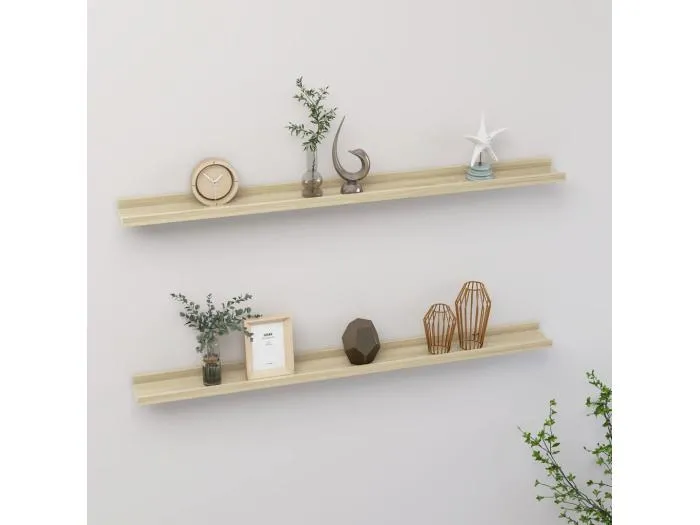 Wandregale 2 Stk. Sonoma-Eiche 100x9x3 cm