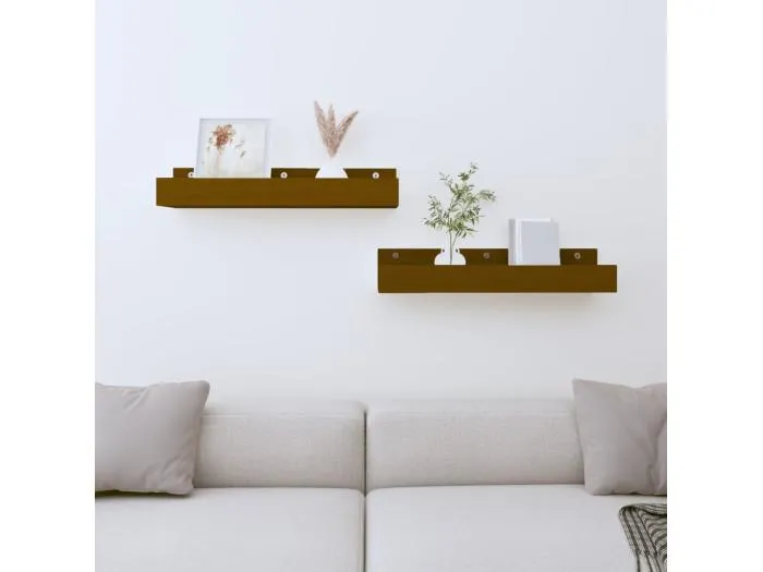 Wandregale 2 Stk. Honigbraun 50x12x9 cm Massivholz Kiefer