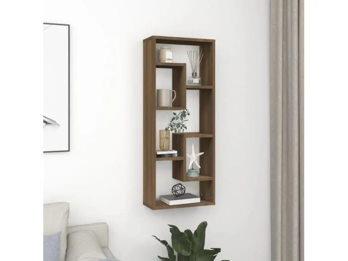 Wandregal Braun Eichen-Optik 36x16x90 cm Holzwerkstoff