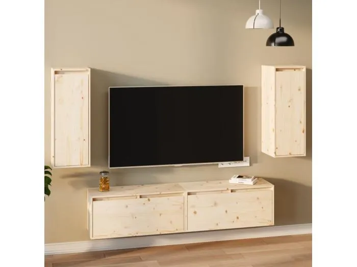 Wandschränke 2 Stk. 30x30x80 cm Massivholz Kiefer