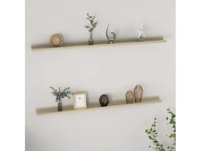 Wandregale 2 Stk. Sonoma-Eiche 115x9x3 cm