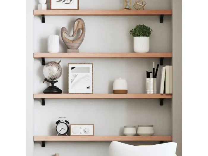 Wandregal Hellbraun 100x10x4 cm Massivholz Eiche Behandelt